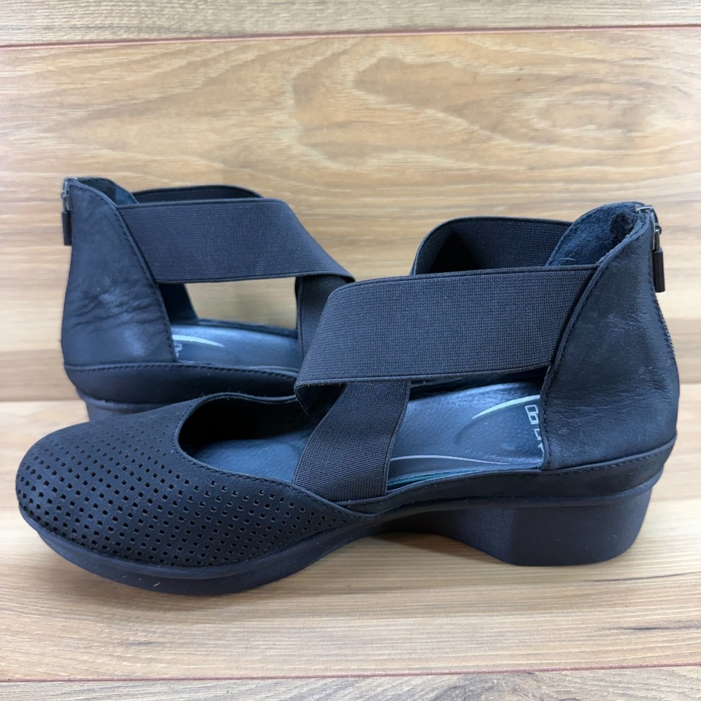 Dansko Laura Perf Wedge Comfort Pumps Womens 9 EU 39 Black Nubuck Back Zip - Picture 6 of 11
